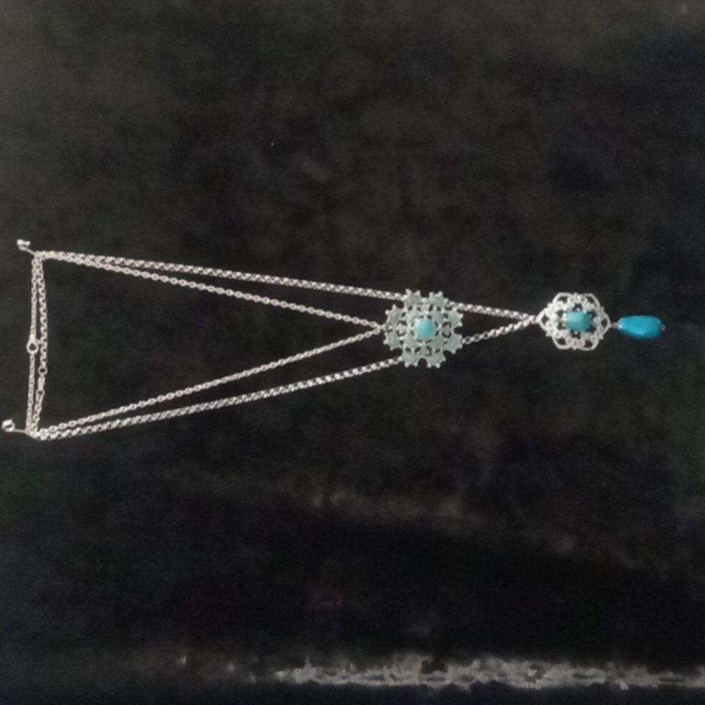 2 Turquoise like stone necklaces stainless,3 Bracelets, 1 pair of earrings. - Picture 3 of 12